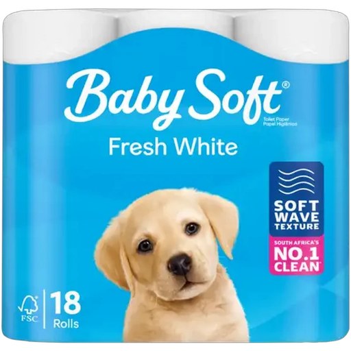 Baby Soft 2 Ply Fresh White Toilet Paper Roll 18-Pack