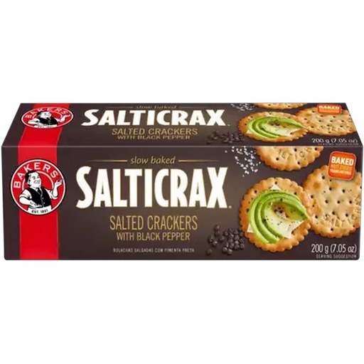 Bakers Salticrax Black Pepper Salted Crackers 200g