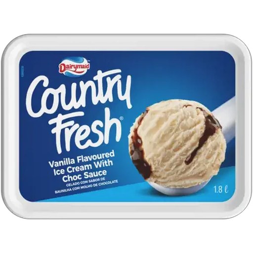 Dairymaid Country Fresh Vanilla Flavoured Ice Cream with chocolate Sauce 1.8L