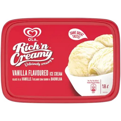 Ola Rich 'n Creamy Vanilla Flavoured Ice Cream 1.8L