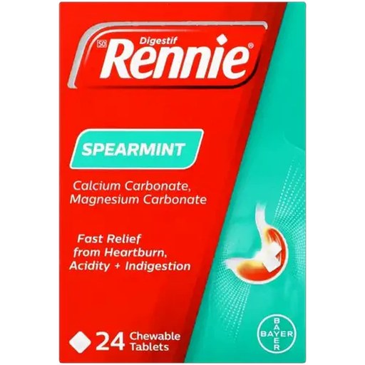 Rennie Spearmint Heartburn & Indigestion Chewable Tablets 24 Pack
