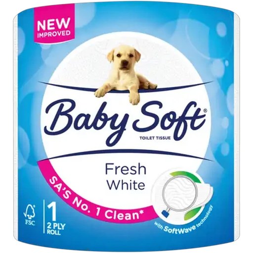 Baby Soft Fresh White 2 Ply Toilet Tissue Roll