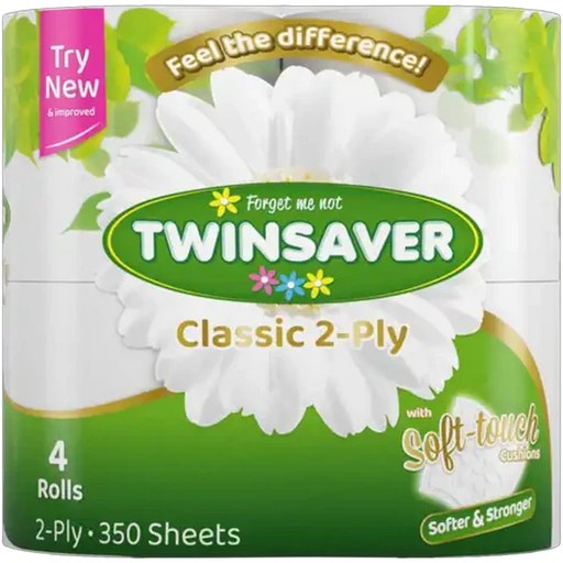 Twinsaver Classic 2-Ply Toilet Tissue Roll 4 Pack