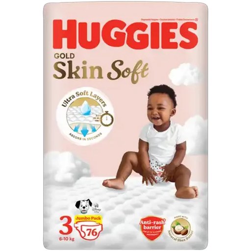Huggies Gold Skin Soft Size 3 Disposable Nappies 76 Pack