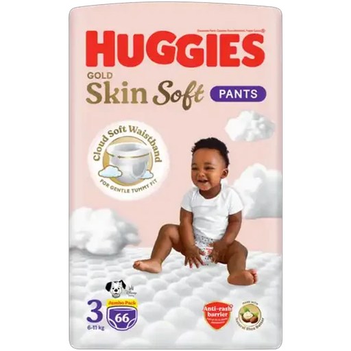 Huggies Gold Skin Soft Size 3 Disposable Nappy Pants 66 Pack