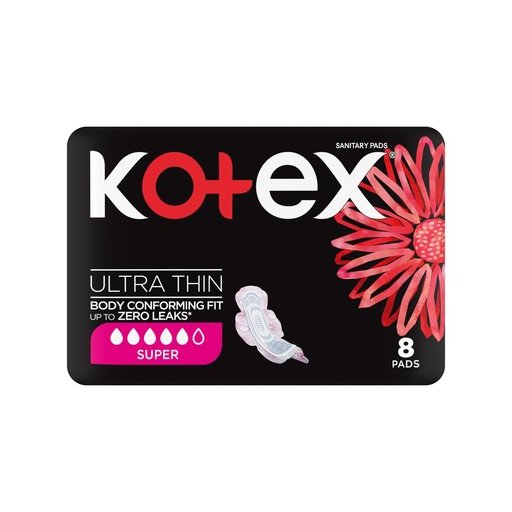 Kotex Super Ultra Thin Pads With Wings 8 Pack