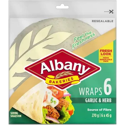 Albany Garlic & Herb (6x45g) Garlic & Herb Wraps 6-Pack