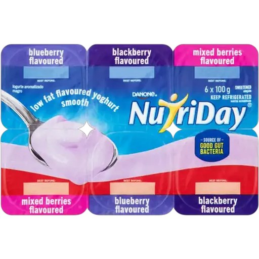 Danone NutriDay Assorted Low Fat Smooth Yoghurt 6 x 100g