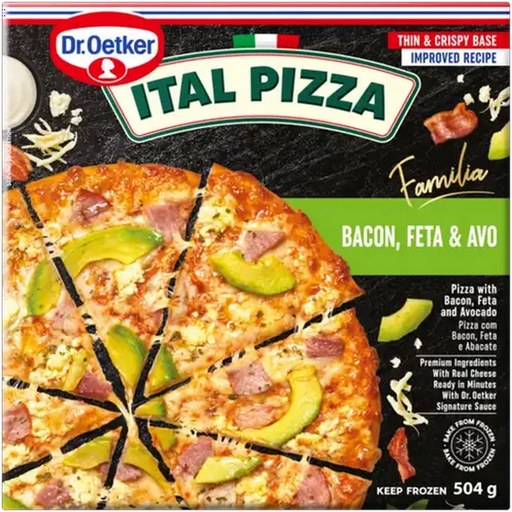 Dr. Oetker Ital Pizza Familia Frozen Bacon, Feta & Avo Pizza 504g