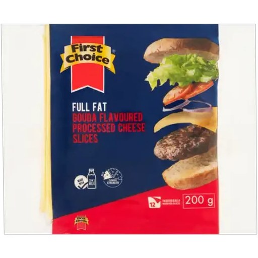 First Choice Full Fat Gouda Flavoured Processed Cheese Slices 200g