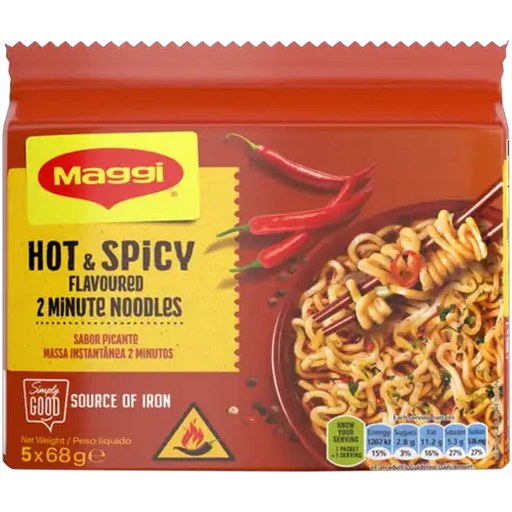 Maggi Hot & Spicy Flavoured 2 Minute Noodles 5 x 68g