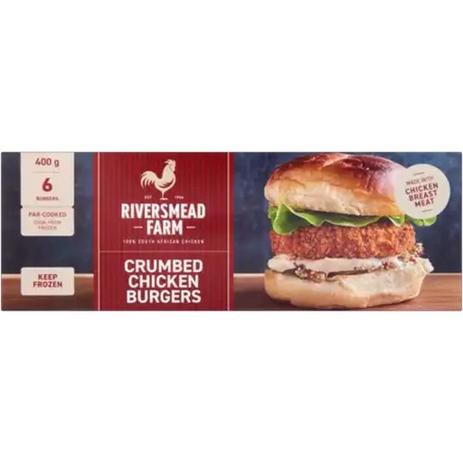 Riversmead Farm Frozen Crumbed Chicken Burgers 6 Pack