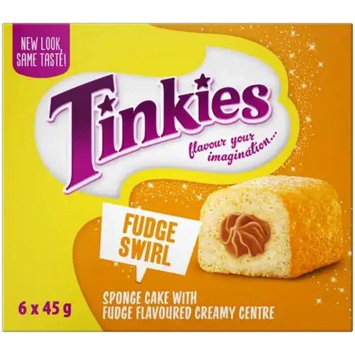 Tinkies Fudge Swirl Flavoured Creamy Sponge Cakes 6 x 45g