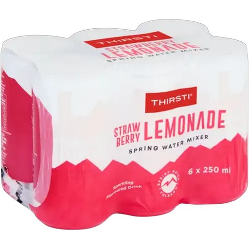 Thirsti Strawberry Lemonade Flavoured Sparkling Spring Water Mixer 6 x 250ml