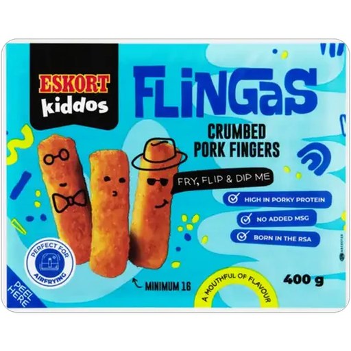 Eskort Kiddos Frozen Flingas Crumbed Pork Fingers 400g