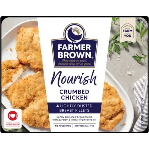 Farmer Brown Nourish Lightly Dusted Crumbed Chicken Breast Fillets 360g