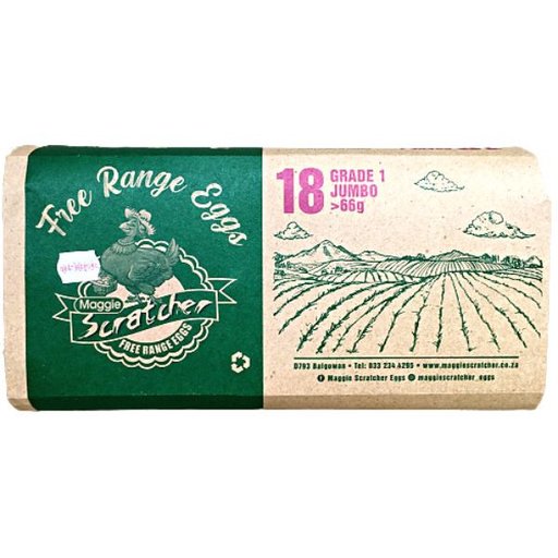 18 Free Range Eggs Grade 1 Jumbo Maggie Scratcher