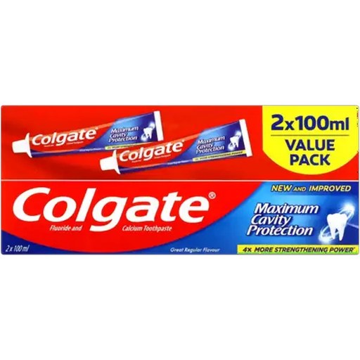 Colgate Maximum Cavity Protection Regular Flavour Fluoride & Calcium Toothpaste Value Pack 2 x 100ml
