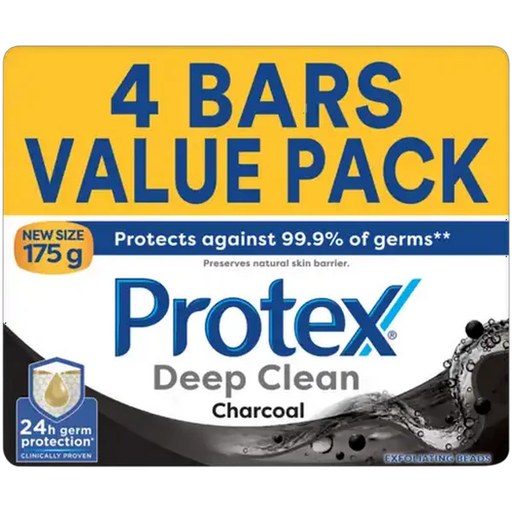 Protex Deep Clean Charcoal Bar Soap 4 x 175g