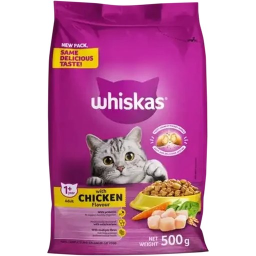 Whiskas Chicken Flavour Adult Dry Cat Food 500g