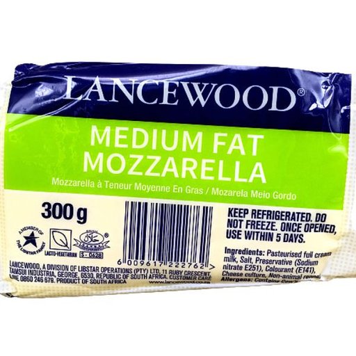 Mozzarella Medium Fat Cheese 300G Lancewood