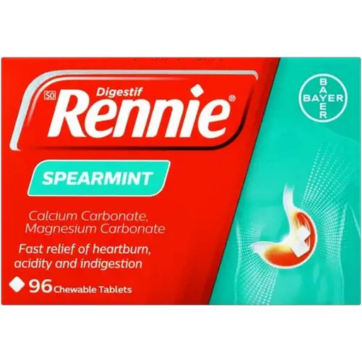 Rennie Spearmint Heartburn & Indigestion Chewable Tablets 96 Pack