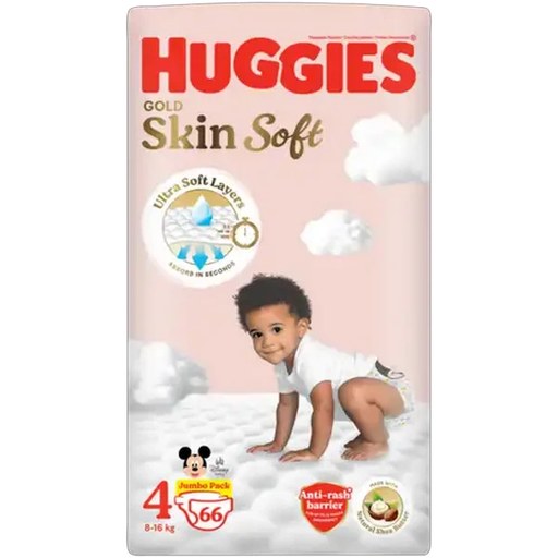 Huggies Gold Skin Soft Size 4 Disposable Nappies 66 Pack