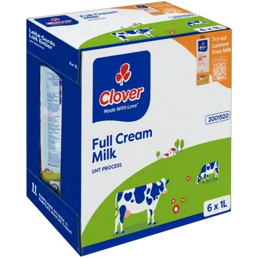 Clover Full Cream Milk 6 x 1L