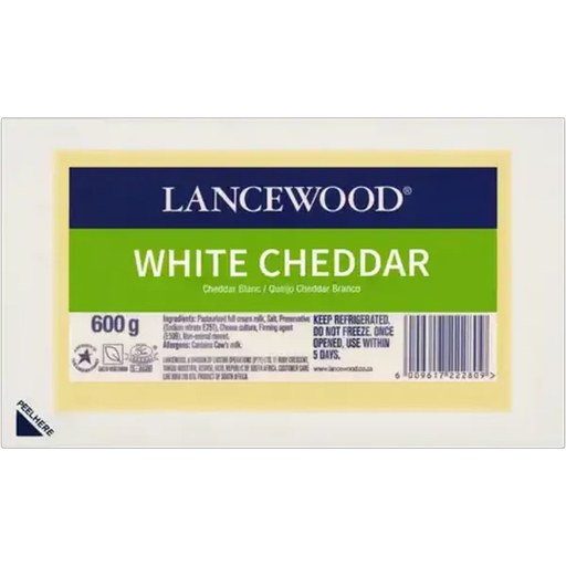 LANCEWOOD White Cheddar Cheese Pack 600g