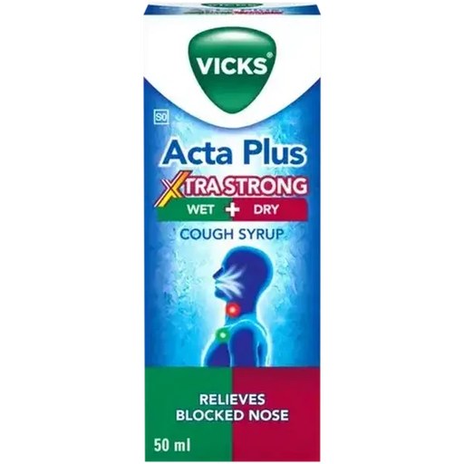 Vicks Acta Plus Xtra Strong Wet & Dry Cough Syrup 50ml