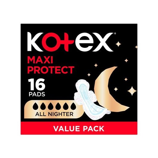 Kotex All Nighter Maxi Thick Pads With Wings 16 Pack