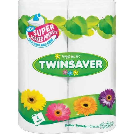 Twinsaver White Roller Towels 4 Pack