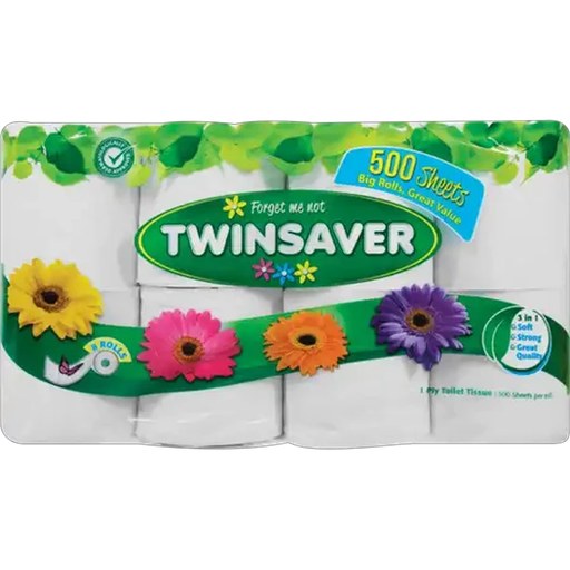 Twinsaver 1 Ply Toilet Rolls 8 Pack