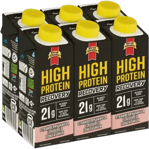 First Choice High Protein Recovery Strawberry Vanilla Flavoured Low Fat Milk 6 x 250ml