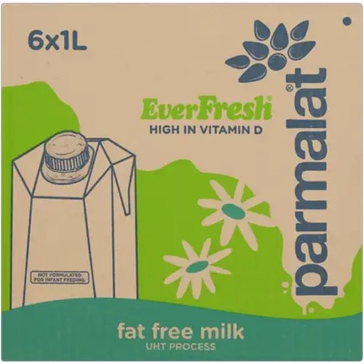 Parmalat Everfresh UHT Fat Free Milk 6 x 1L
